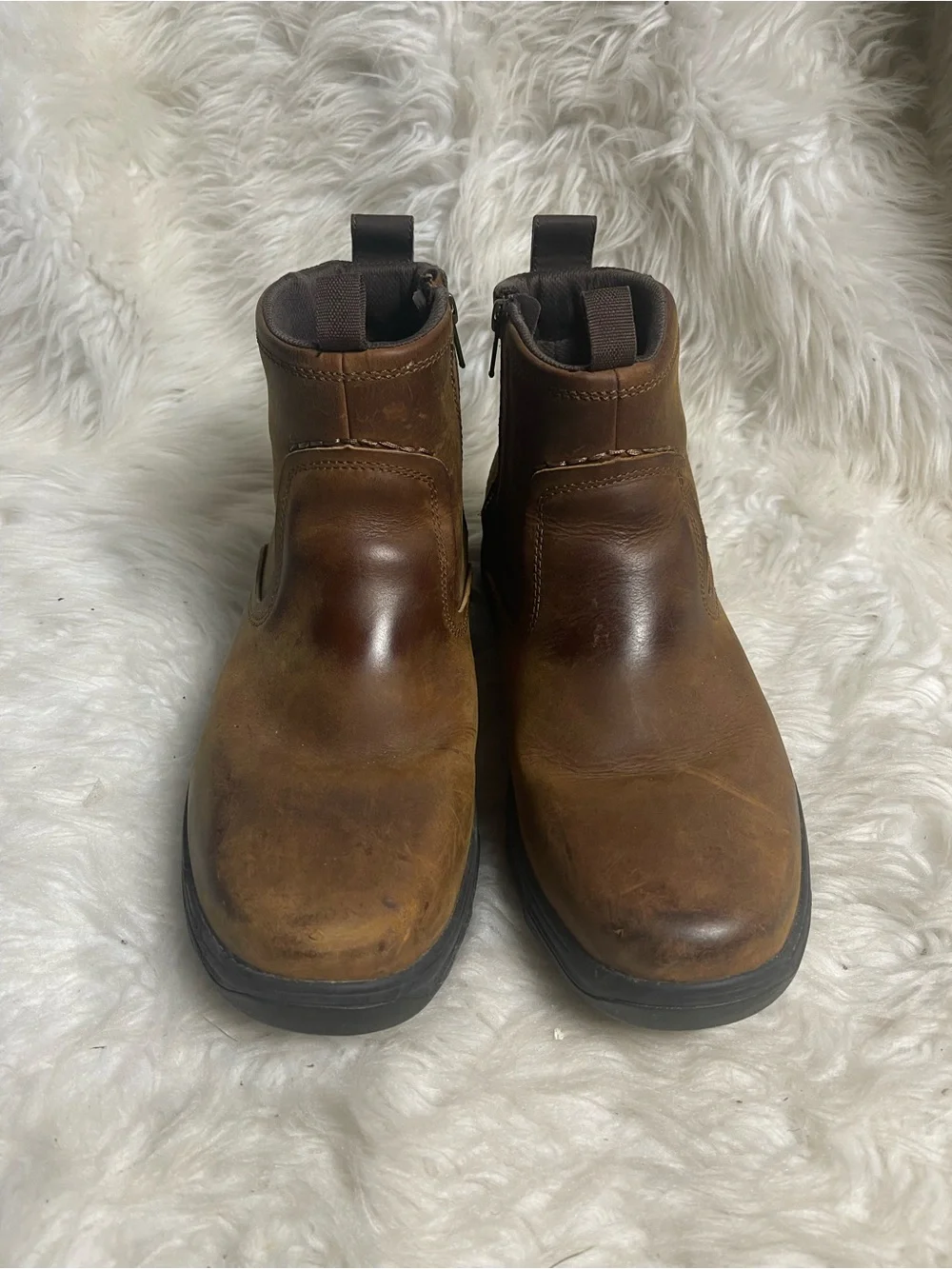 Skechers Men's Relaxed fit segment Brown Leather Boot Ankle Shoe SZ10.5.